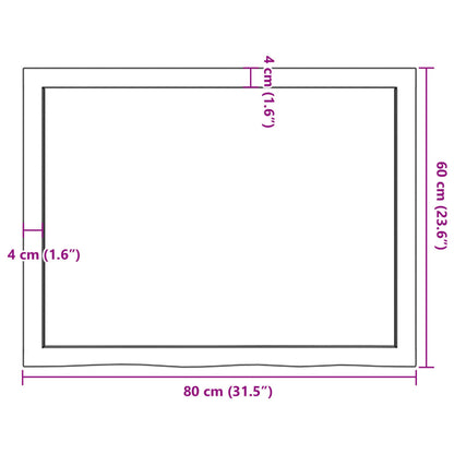 Wastafelblad 80x60x(2-4) cm behandeld massief hout lichtbruin