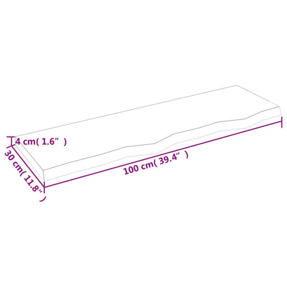 Wastafelblad 100x30x(2-4) cm behandeld massief hout lichtbruin