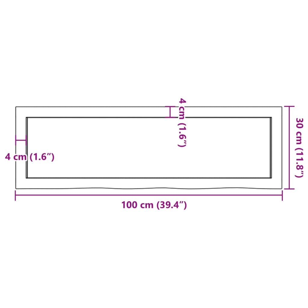 Wastafelblad 100x30x(2-6) cm behandeld massief hout lichtbruin