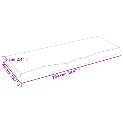 Wastafelblad 100x40x(2-6) cm behandeld massief hout lichtbruin