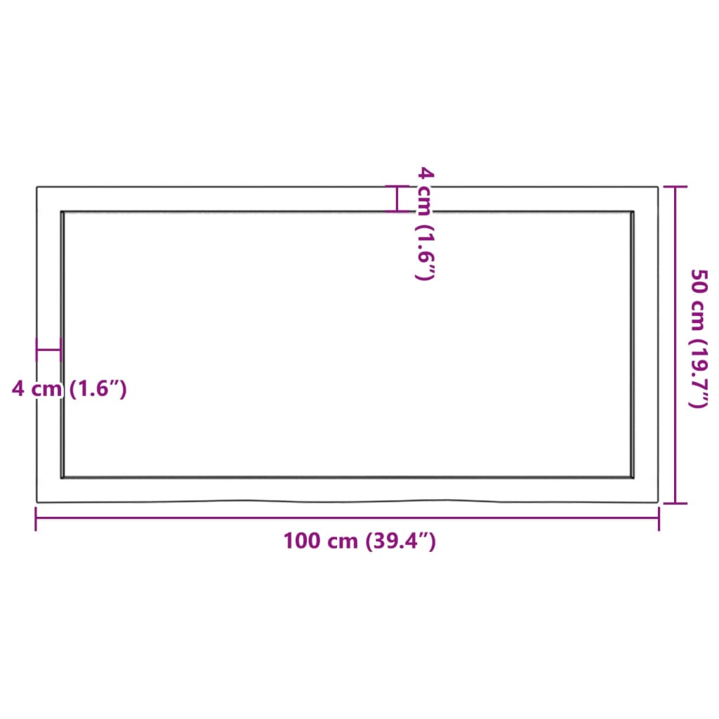 Wastafelblad 100x50x(2-6) cm behandeld massief hout lichtbruin