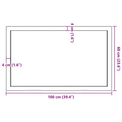 Wastafelblad 100x60x(2-4) cm behandeld massief hout lichtbruin