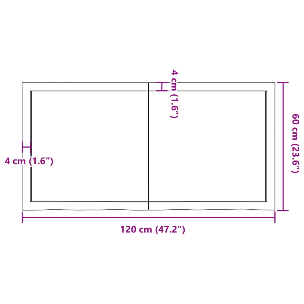 Wastafelblad 120x60x(2-4) cm behandeld massief hout lichtbruin