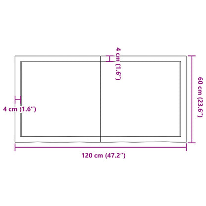 Wastafelblad 120x60x(2-4) cm behandeld massief hout lichtbruin