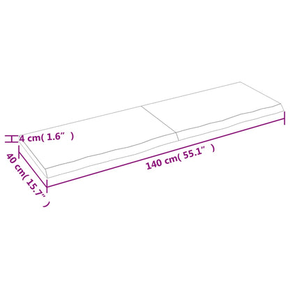 Wastafelblad 140x40x(2-4) cm behandeld massief hout lichtbruin