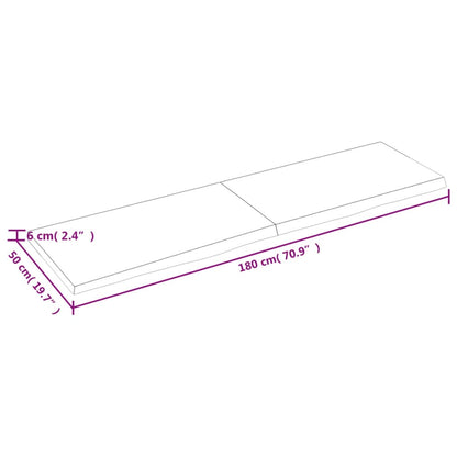 Wastafelblad 180x50x(2-6) cm behandeld massief hout lichtbruin