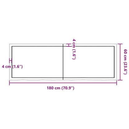 Wastafelblad 180x60x(2-4) cm behandeld massief hout lichtbruin