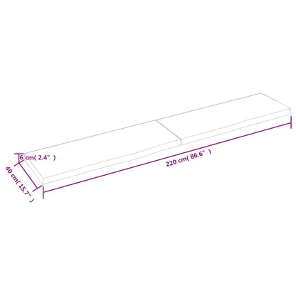 Wastafelblad 220x40x(2-6) cm behandeld massief hout lichtbruin