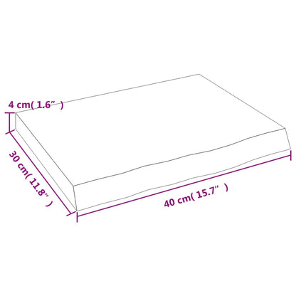 Wastafelblad 40x30x(2-4) cm behandeld massief hout donkerbruin