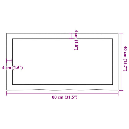 Wastafelblad 80x40x(2-4) cm behandeld massief hout donkerbruin