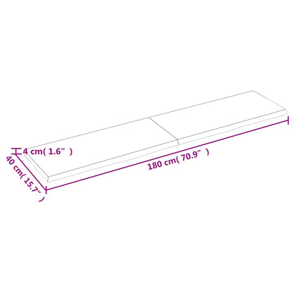 Wastafelblad 180x40x(2-4) cm behandeld massief hout donkerbruin