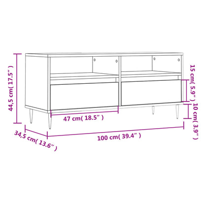 Tv-meubel 100x34,5x44,5 cm bewerkt hout betongrijs