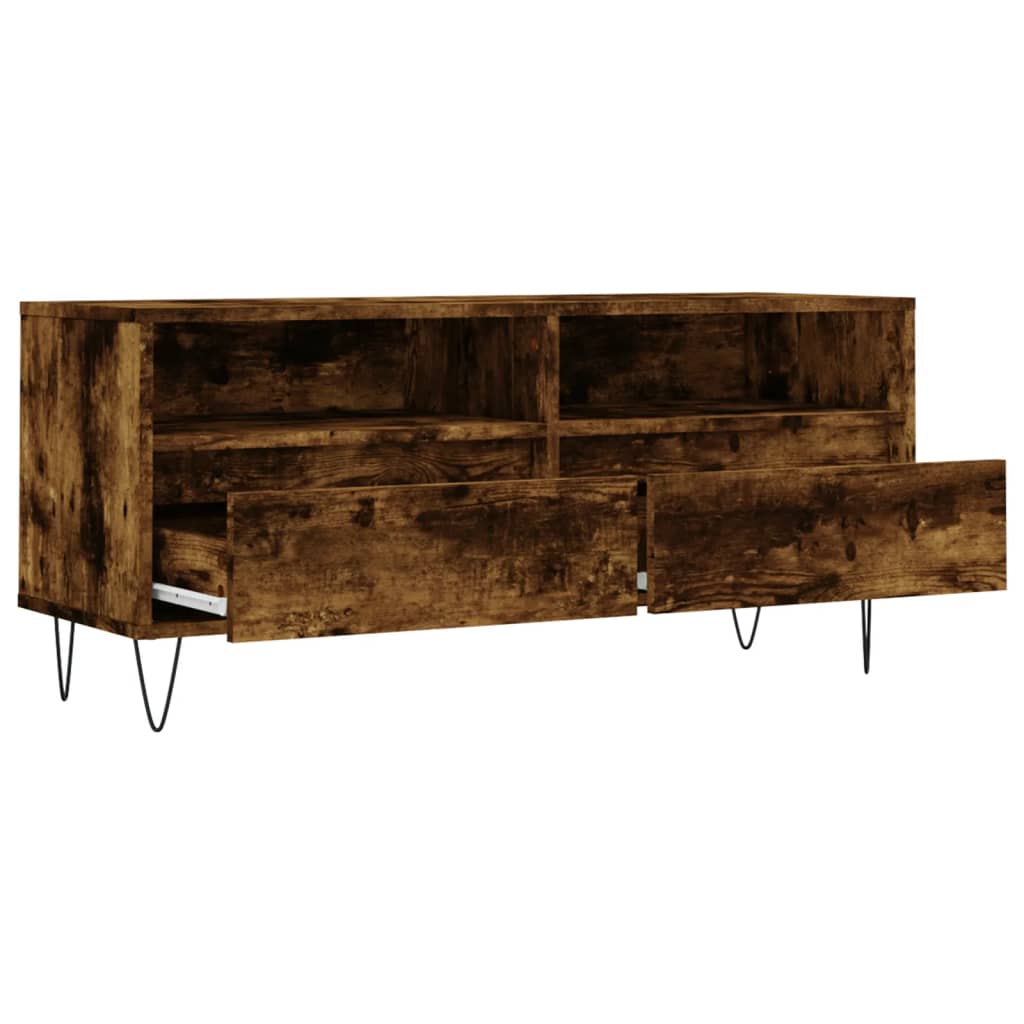 Tv-meubel 100x34,5x44,5 cm bewerkt hout gerookt eikenkleurig