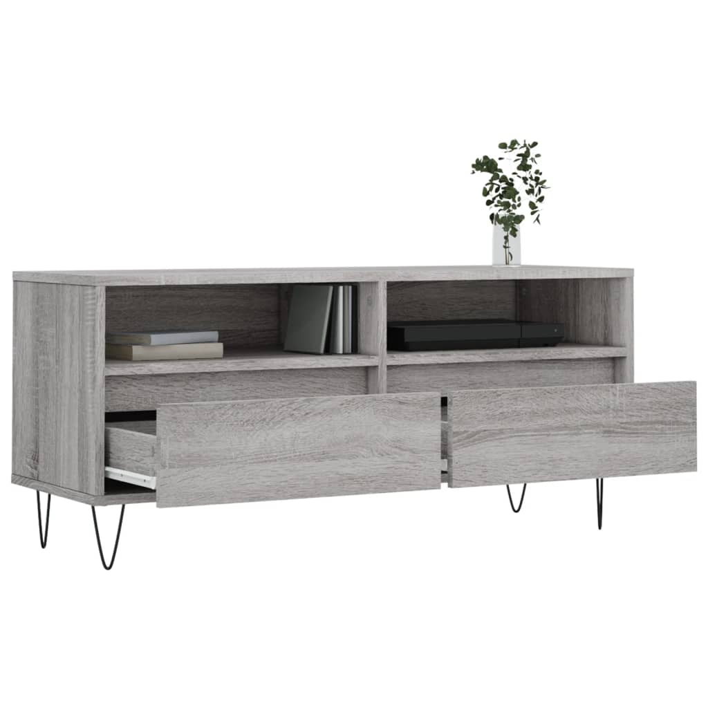 Tv-meubel 100x34,5x44,5 cm bewerkt hout grijs sonoma eikenkleur