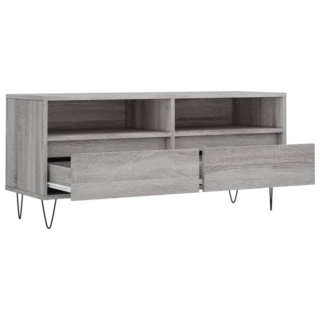 Tv-meubel 100x34,5x44,5 cm bewerkt hout grijs sonoma eikenkleur