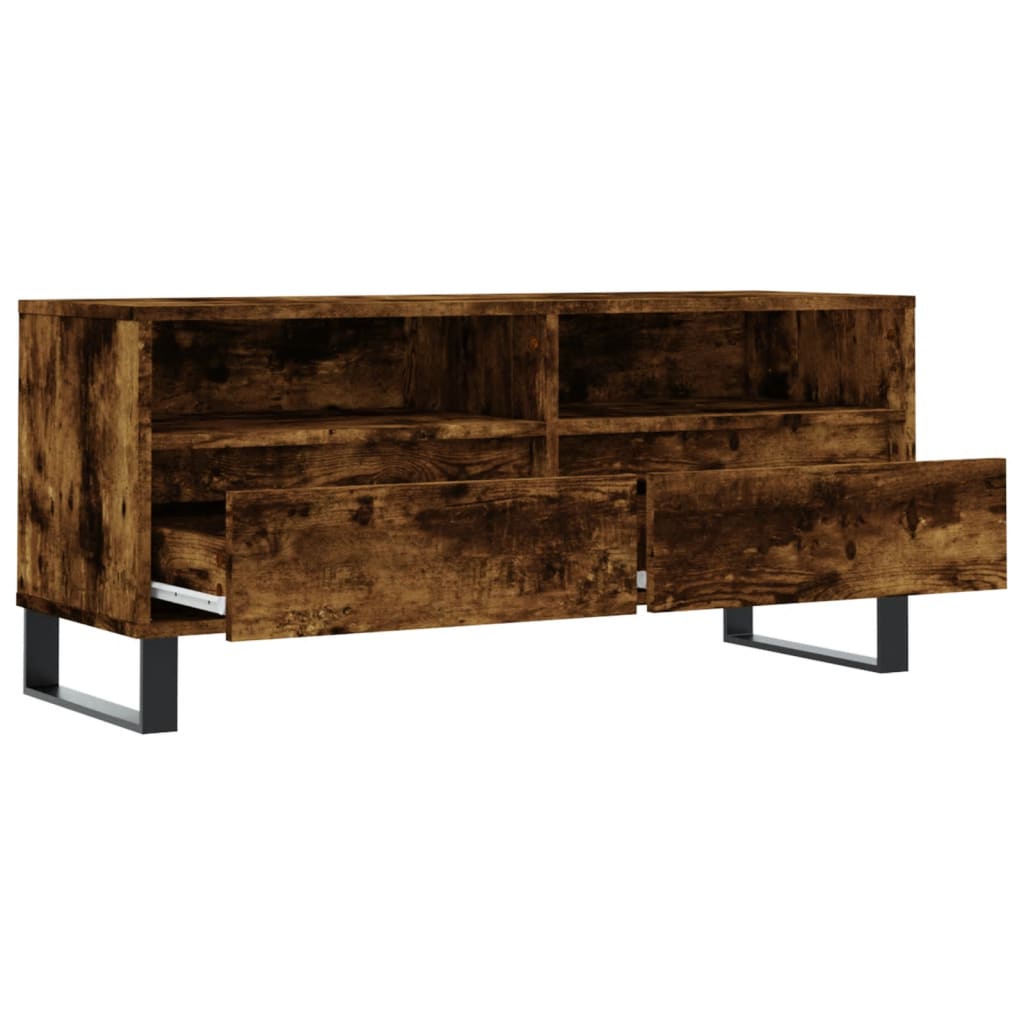 Tv-meubel 100x34,5x44,5 cm bewerkt hout gerookt eikenkleurig