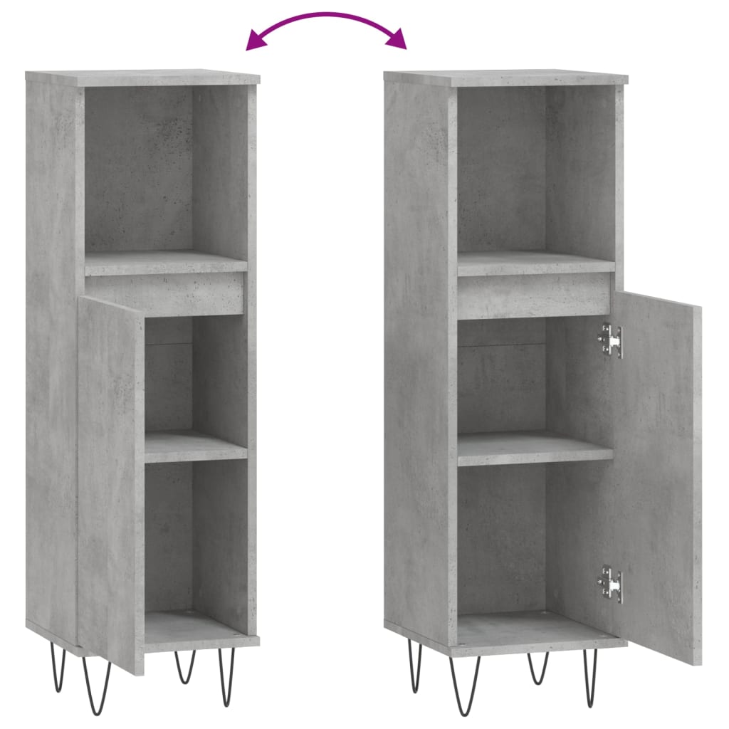 Badkamerkast 30x30x100 cm bewerkt hout betongrijs