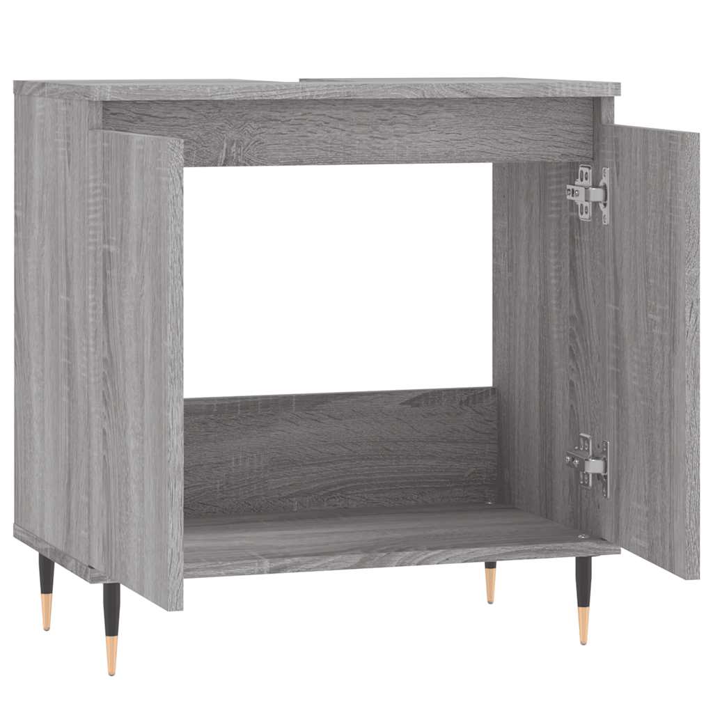 Badkamerkast 58x33x60 cm bewerkt hout grijs sonoma eikenkleurig