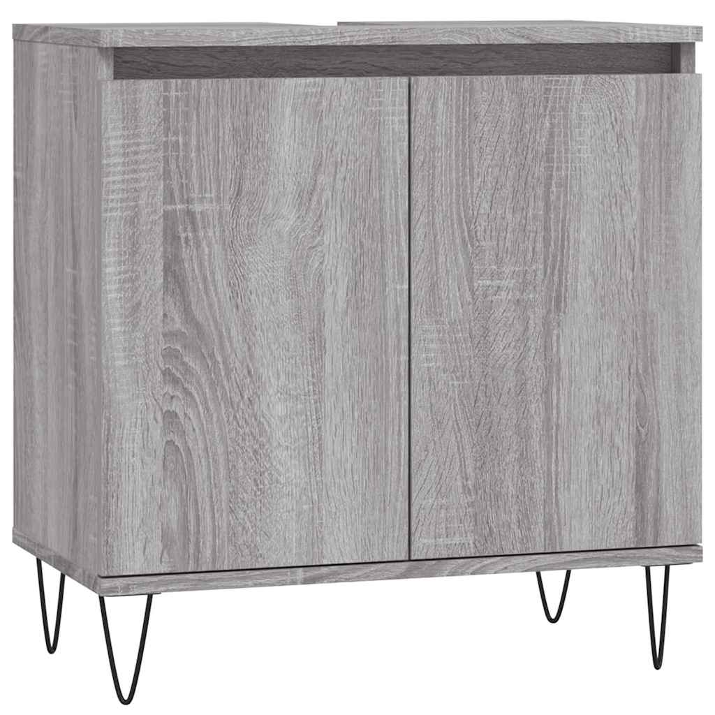 Badkamerkast 58x33x60 cm bewerkt hout grijs sonoma eikenkleurig