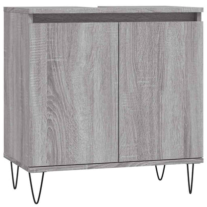 Badkamerkast 58x33x60 cm bewerkt hout grijs sonoma eikenkleurig