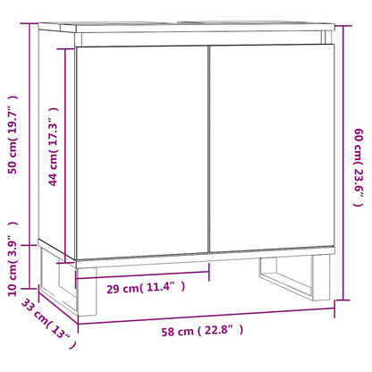 Badkamerkast 58x33x60 cm bewerkt hout wit