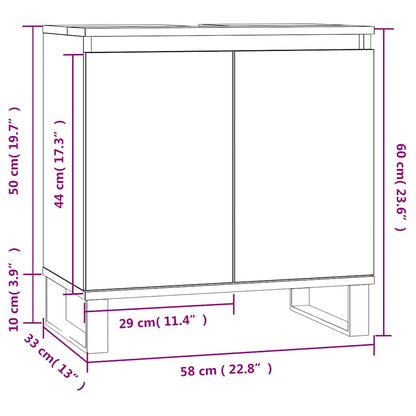 Badkamerkast 58x33x60 cm bewerkt hout zwart