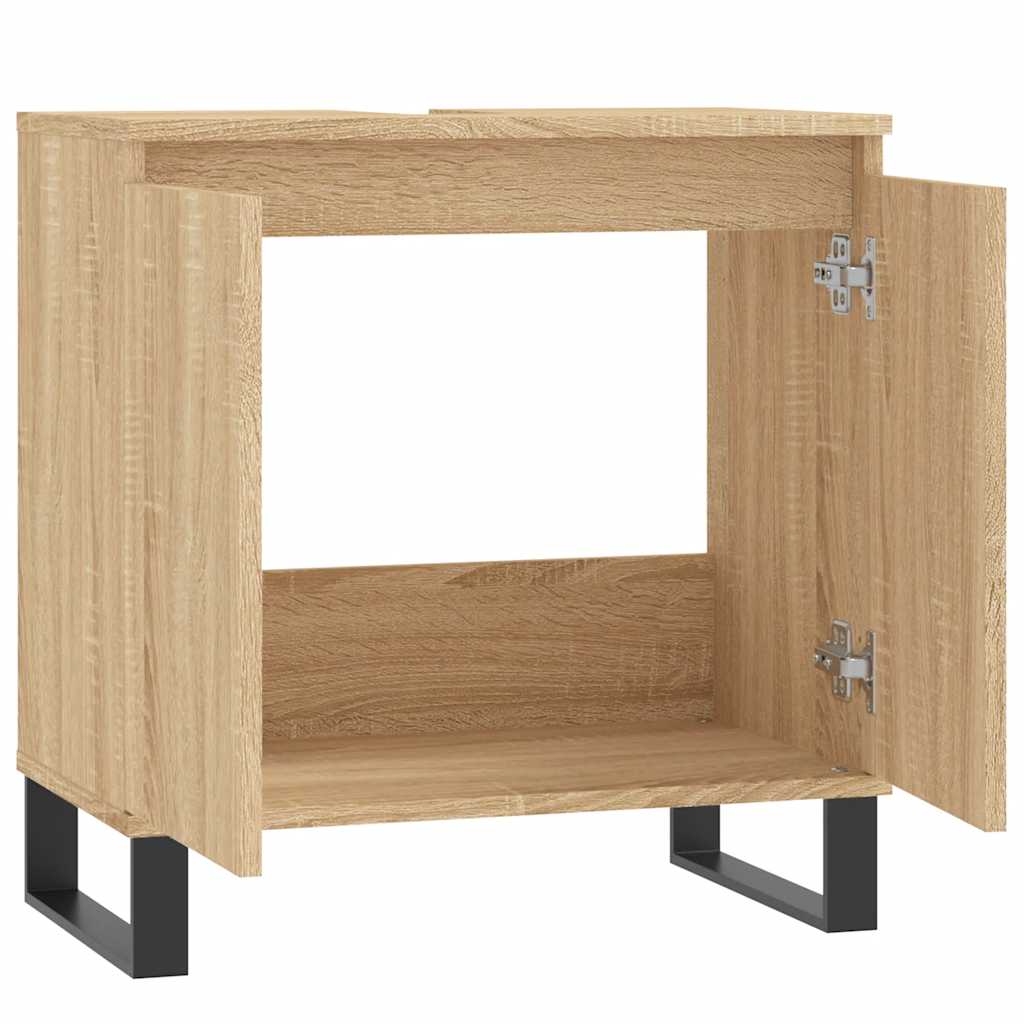 Badkamerkast 58x33x60 cm bewerkt hout sonoma eikenkleurig