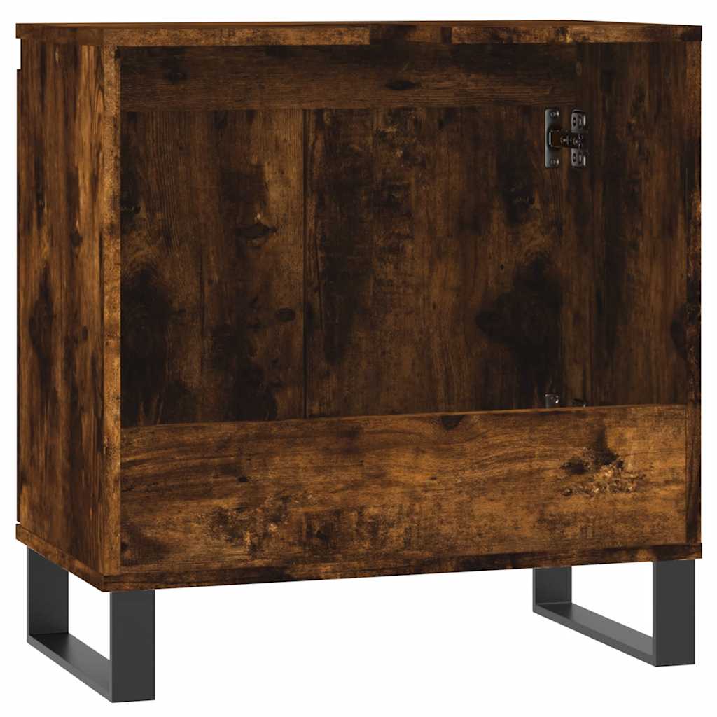 Badkamerkast 58x33x60 cm bewerkt hout gerookt eikenkleurig