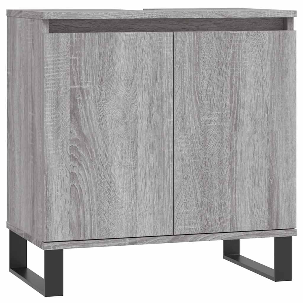 Badkamerkast 58x33x60 cm bewerkt hout grijs sonoma eikenkleurig