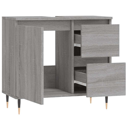 Badkamerkast 65x33x60 cm bewerkt hout grijs sonoma eikenkleurig