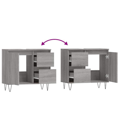 Badkamerkast 65x33x60 cm bewerkt hout grijs sonoma eikenkleurig