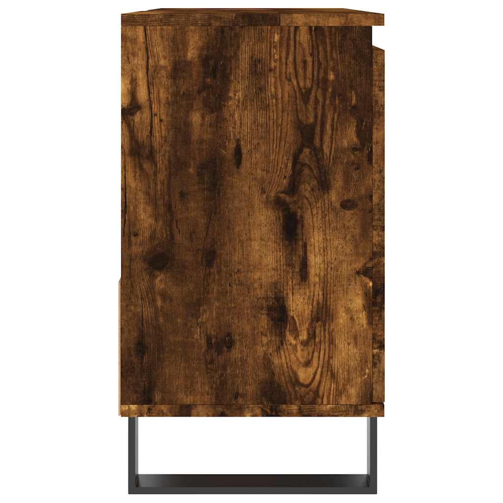 Badkamerkast 65x33x60 cm bewerkt hout gerookt eikenkleurig