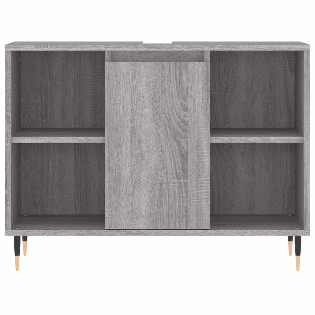 Badkamerkast 80x33x60 cm bewerkt hout grijs sonoma eikenkleurig