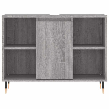 Badkamerkast 80x33x60 cm bewerkt hout grijs sonoma eikenkleurig