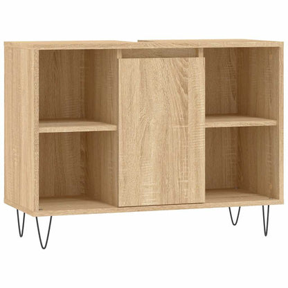 Badkamerkast 80x33x60 cm bewerkt hout sonoma eikenkleurig