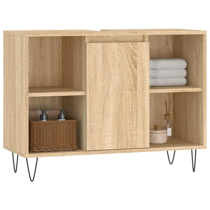 Badkamerkast 80x33x60 cm bewerkt hout sonoma eikenkleurig