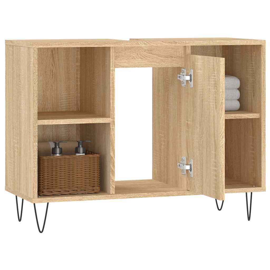 Badkamerkast 80x33x60 cm bewerkt hout sonoma eikenkleurig