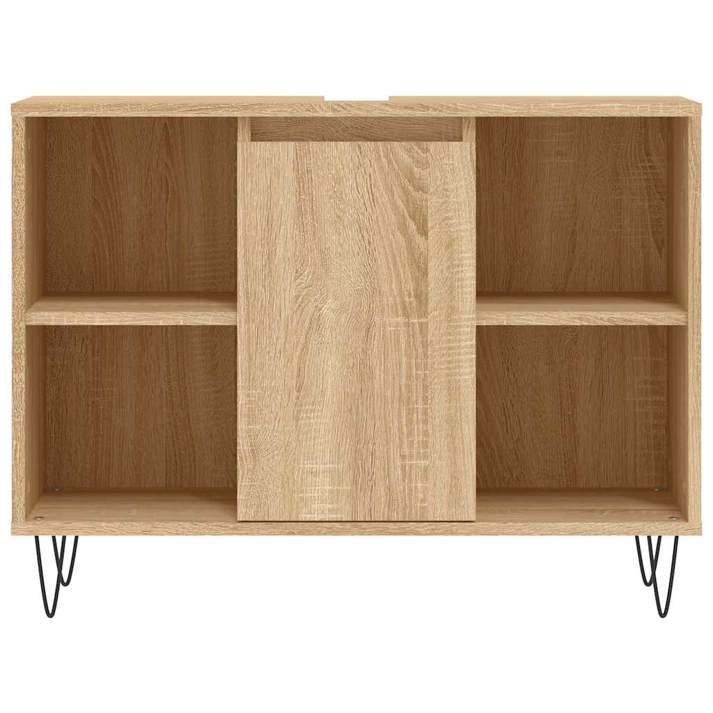 Badkamerkast 80x33x60 cm bewerkt hout sonoma eikenkleurig