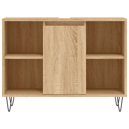 Badkamerkast 80x33x60 cm bewerkt hout sonoma eikenkleurig