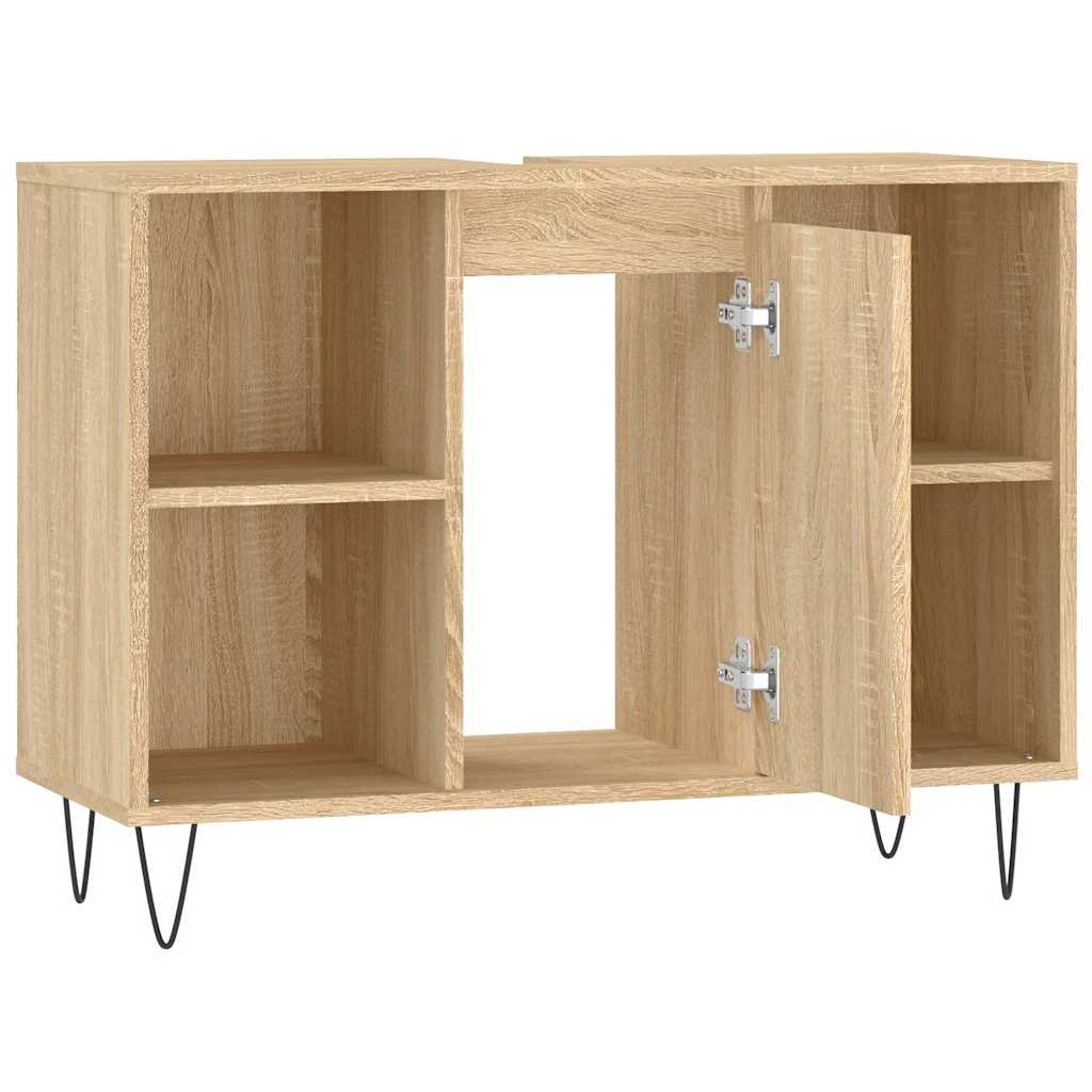 Badkamerkast 80x33x60 cm bewerkt hout sonoma eikenkleurig