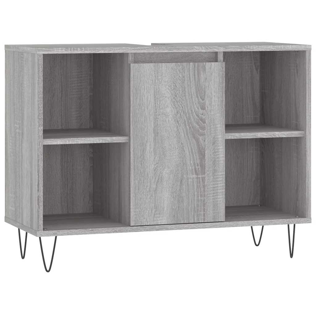 Badkamerkast 80x33x60 cm bewerkt hout grijs sonoma eikenkleurig