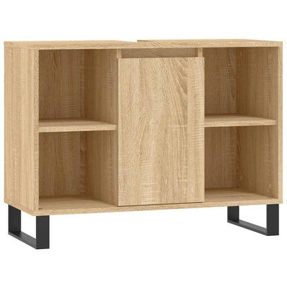 Badkamerkast 80x33x60 cm bewerkt hout sonoma eikenkleurig