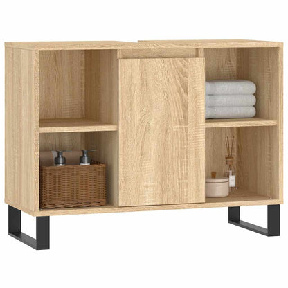 Badkamerkast 80x33x60 cm bewerkt hout sonoma eikenkleurig