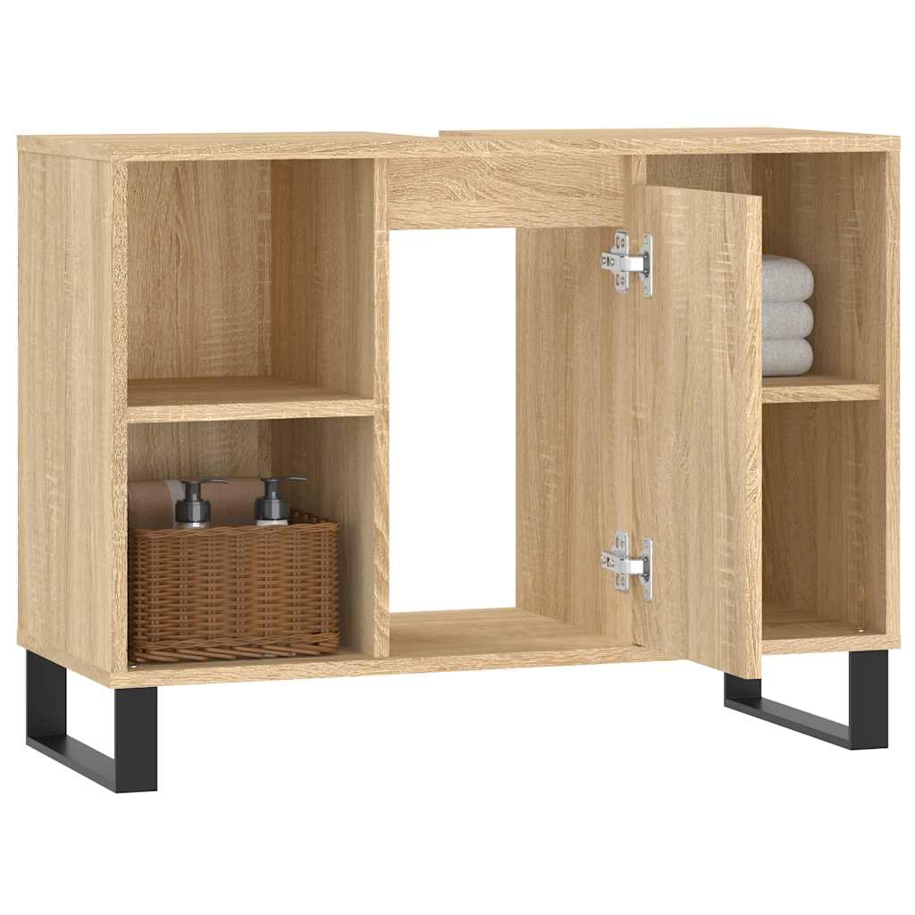 Badkamerkast 80x33x60 cm bewerkt hout sonoma eikenkleurig