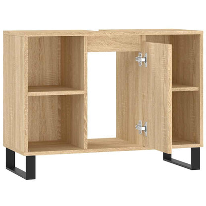 Badkamerkast 80x33x60 cm bewerkt hout sonoma eikenkleurig