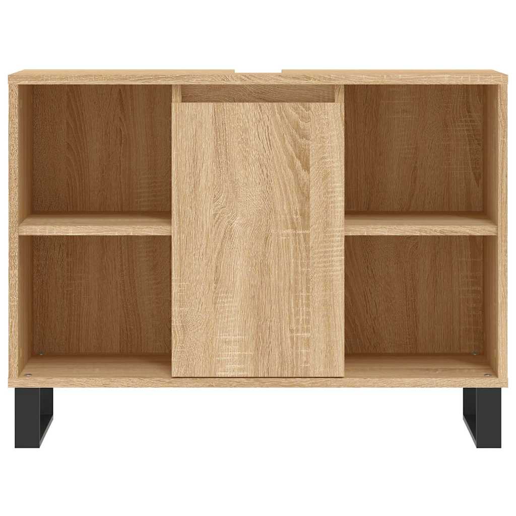 Badkamerkast 80x33x60 cm bewerkt hout sonoma eikenkleurig