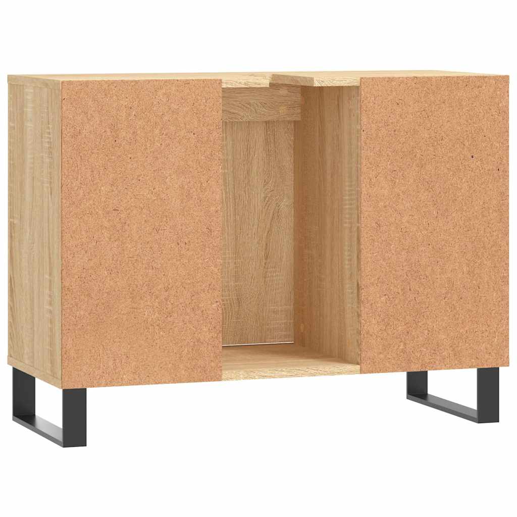 Badkamerkast 80x33x60 cm bewerkt hout sonoma eikenkleurig