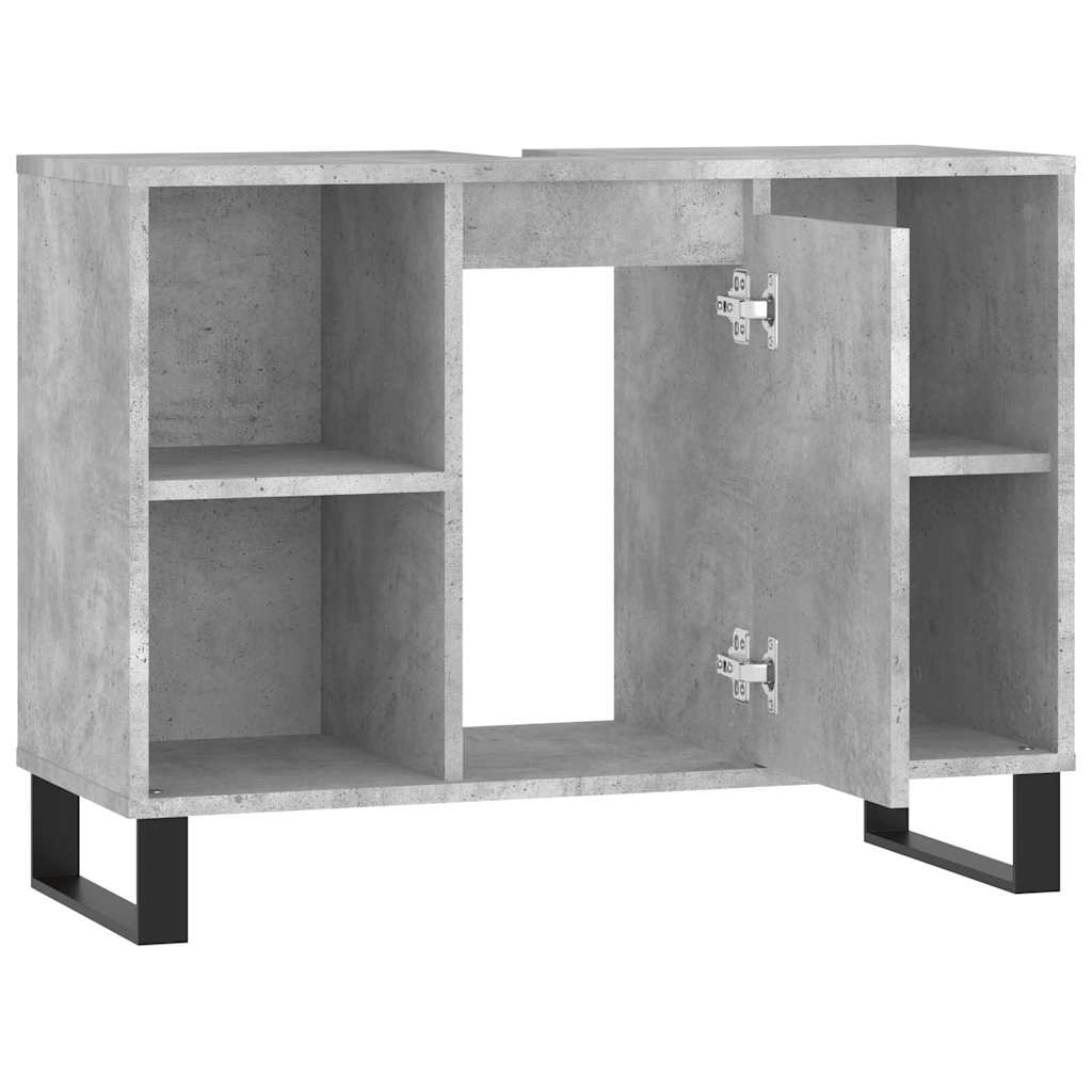 Badkamerkast 80x33x60 cm bewerkt hout betongrijs