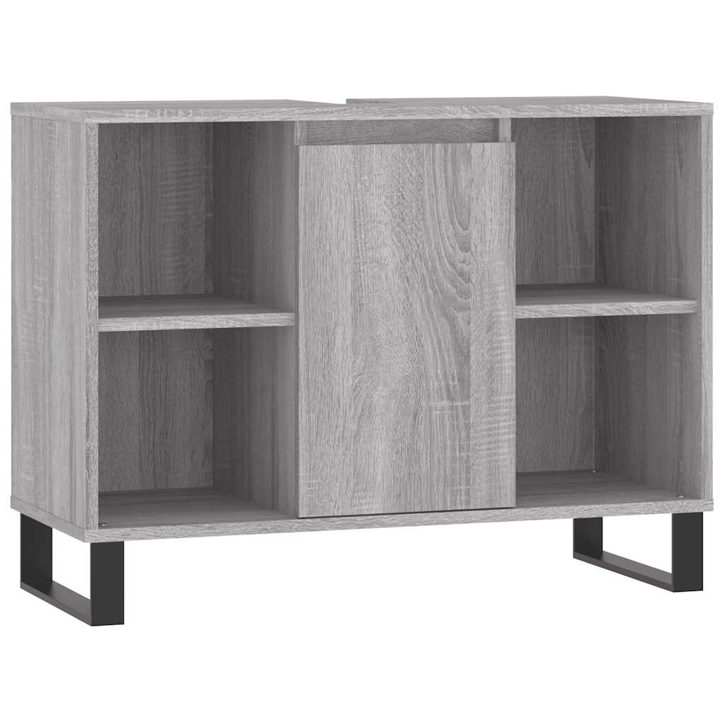 Badkamerkast 80x33x60 cm bewerkt hout grijs sonoma eikenkleurig