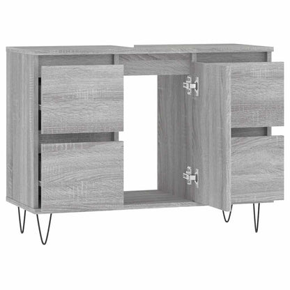 Badkamerkast 80x33x60 cm bewerkt hout grijs sonoma eikenkleurig